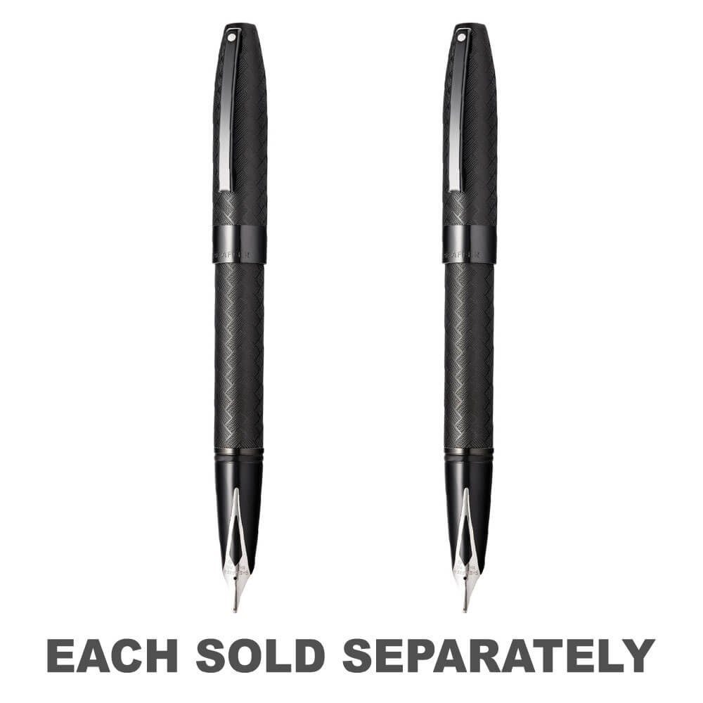 Legacy Matte Black Chevron Pattern Fountain Pen