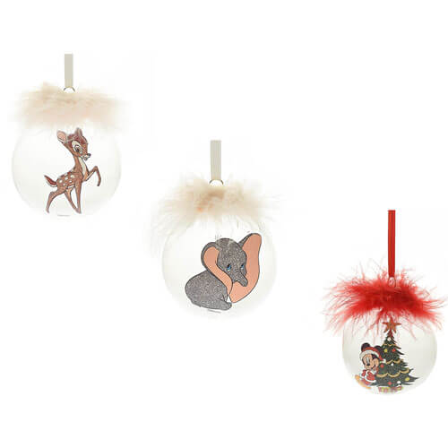 Disney Christmas Feather Glass Bauble