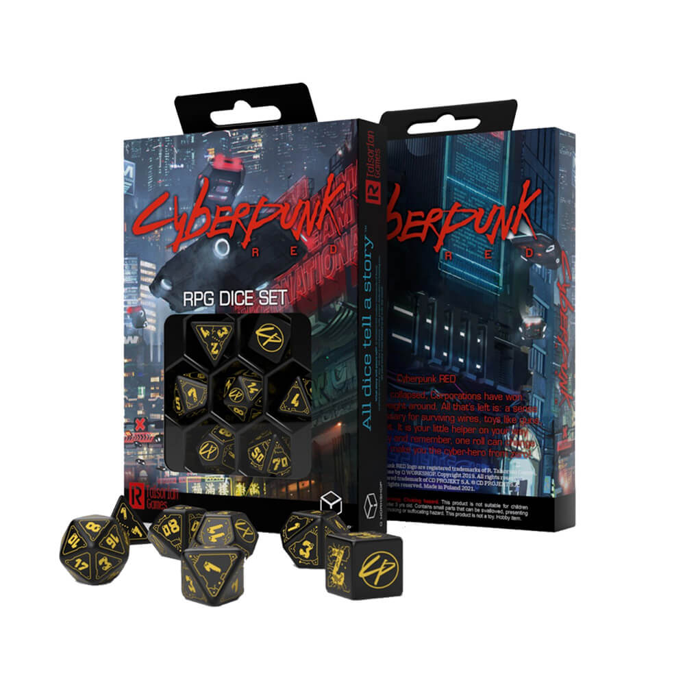 Q Workshop Cyberpunk Red Dice (uppsättning av 7)