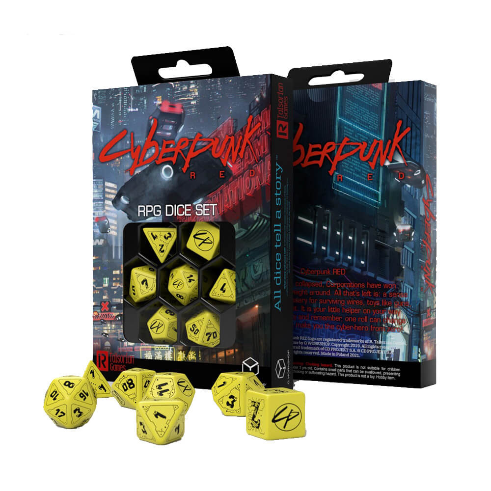 Q Workshop Cyberpunk Red Dice (uppsättning av 7)