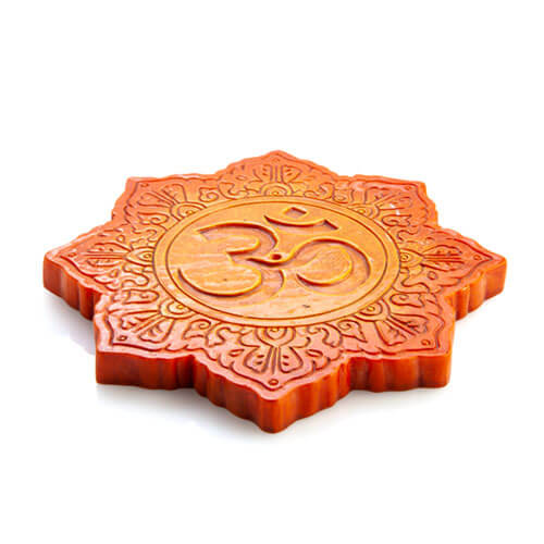 Orange Om Lotus Flat Incense Burner