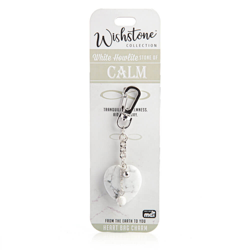 Wishstone Collection White Howlite Heart Bag Charm