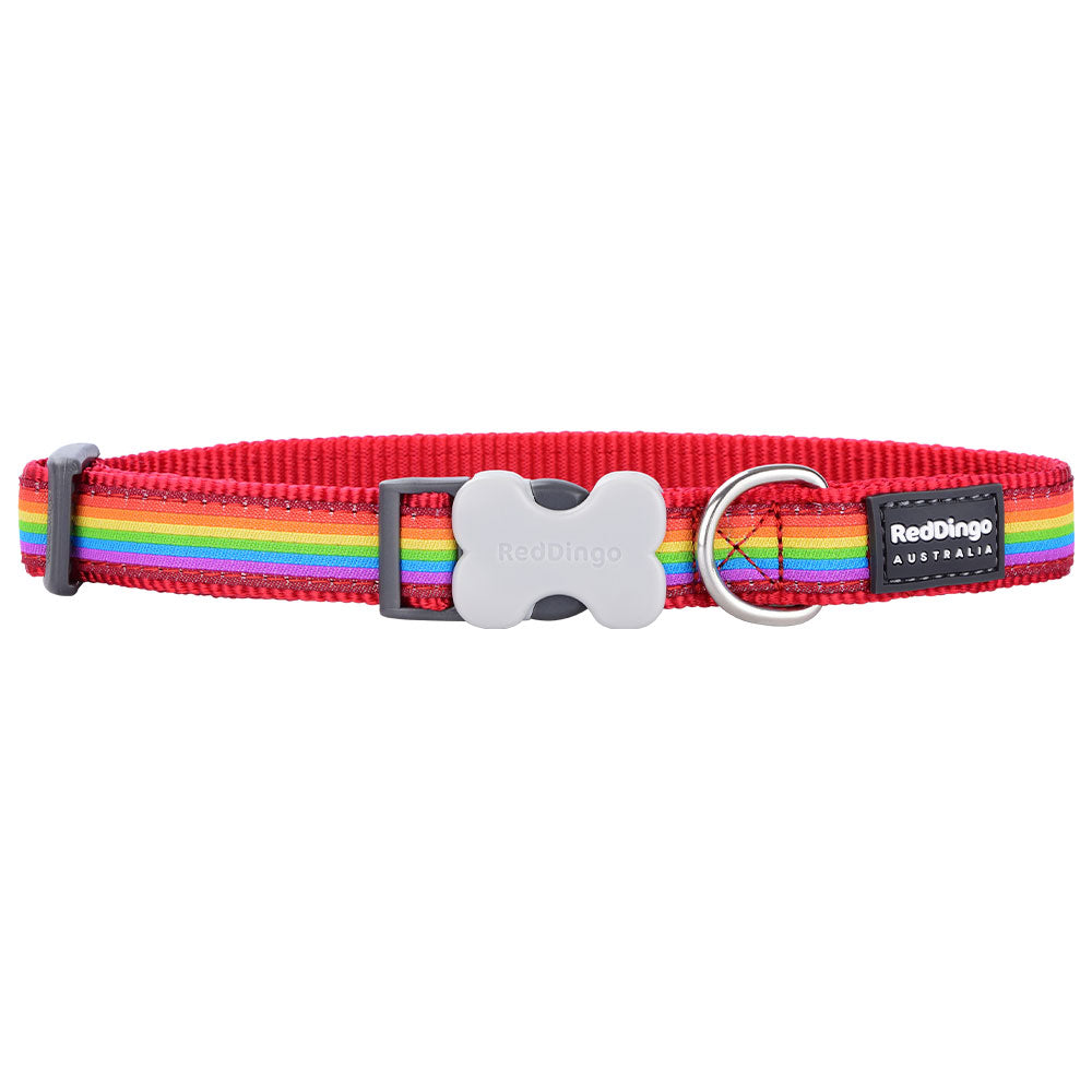 Collier de chien avec design arc-en-ciel (rouge)