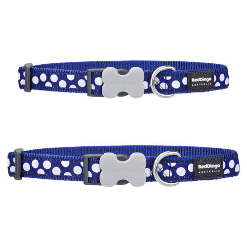 Dog Collar with White Spots on Navy