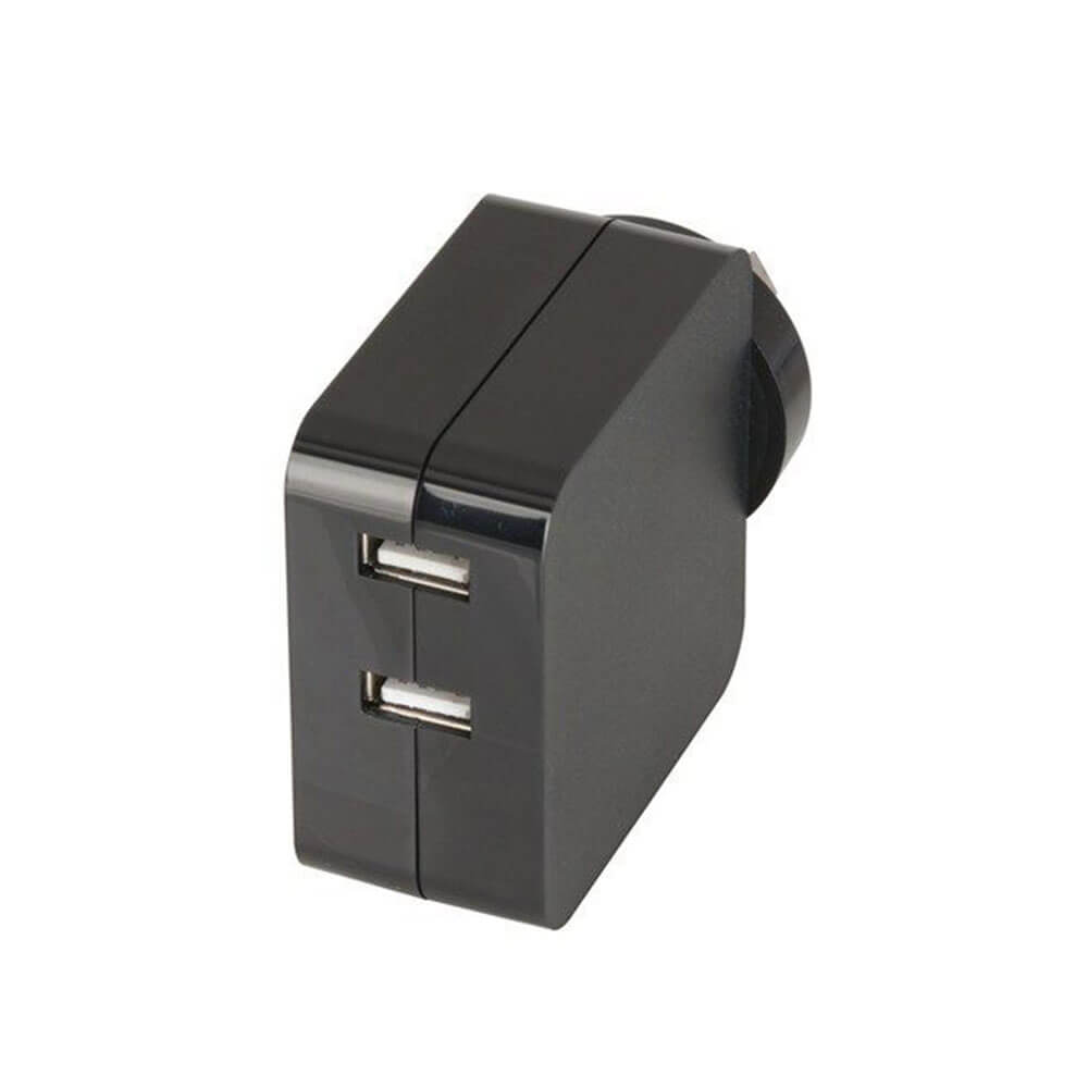 Podwójny adapter zasilający USB Black (5VDC)