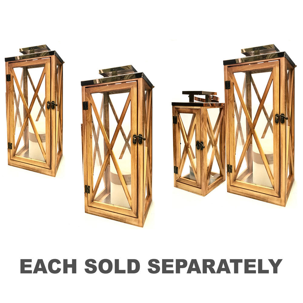 Classical Timber & Metal Candle Holder Lantern