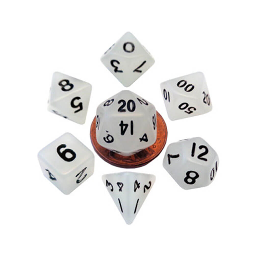 MDG Mini Glow Poly Dice Set (z czarnym nr)