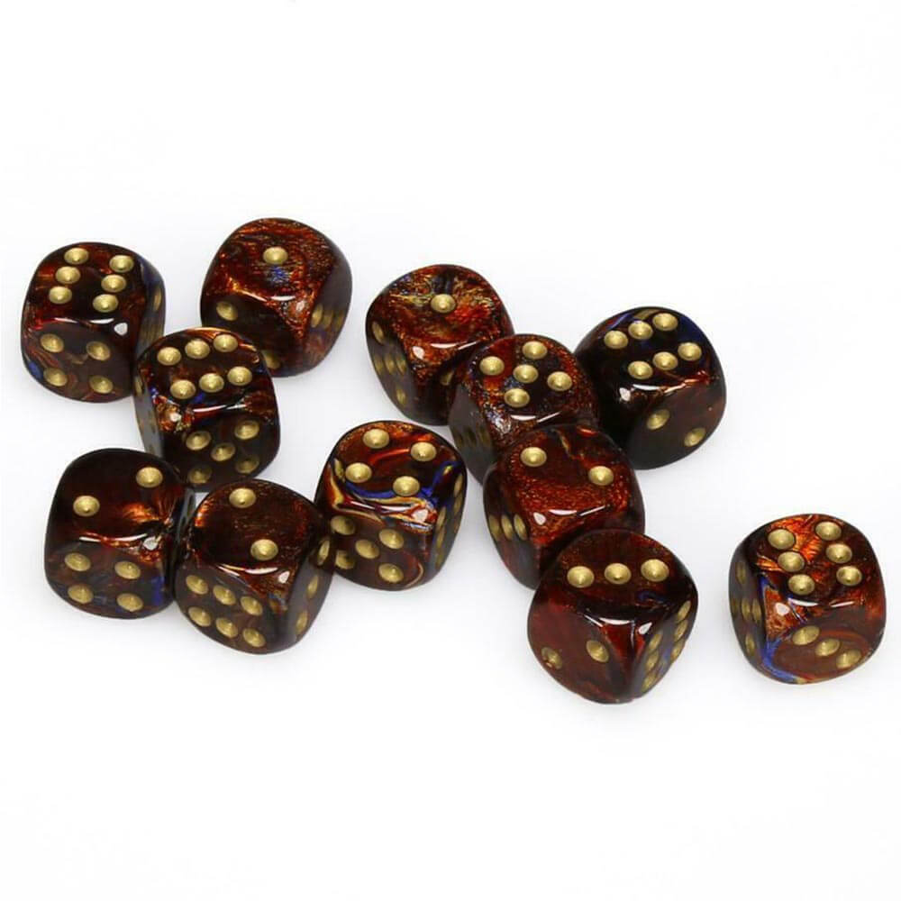 D6 dados escarab 16 mm (12 dados)