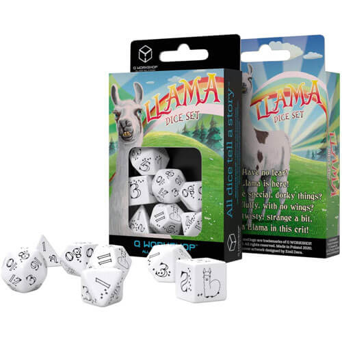 Bright Llama Dice Set (White & Black)