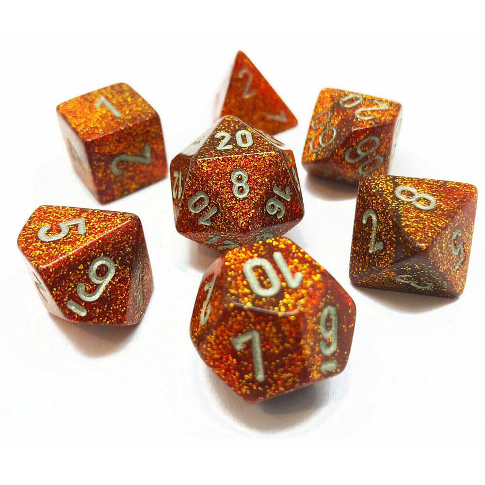 D7 Die Set Dice Glitter Polyhedral (7 DICE)