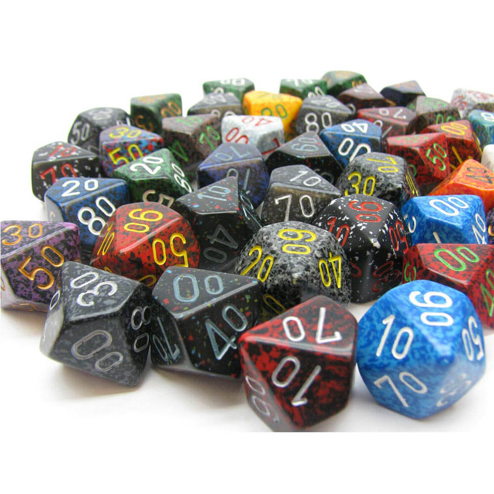 D10 TENS DICE Assortert løs poly (50 terninger)