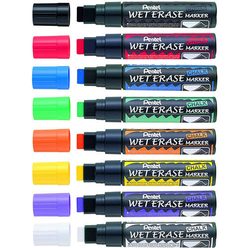 Pentel Liquid Chalk Wet Erase Marker Assorted 12pk