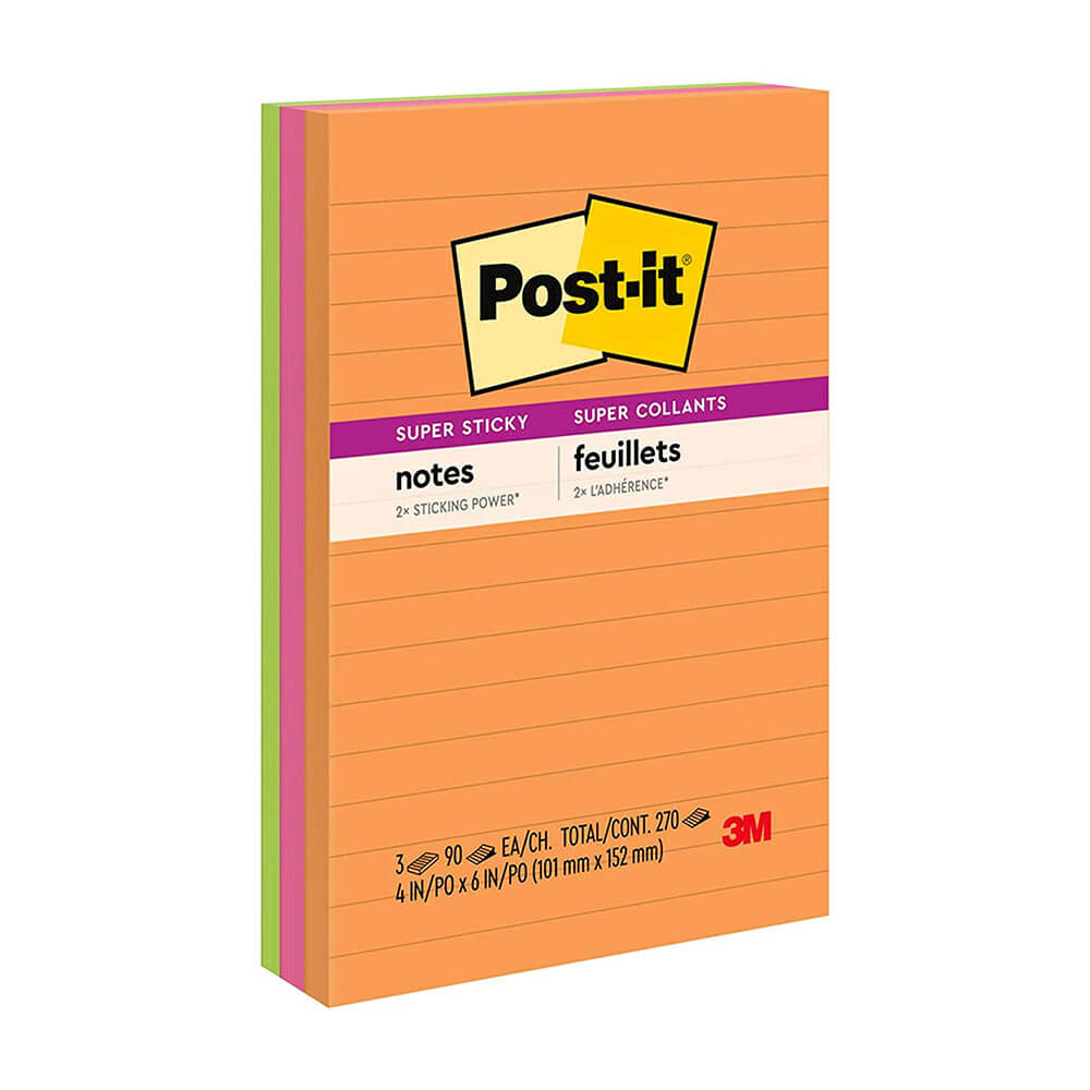 Notas post-it 98x149mm variado (3pk)