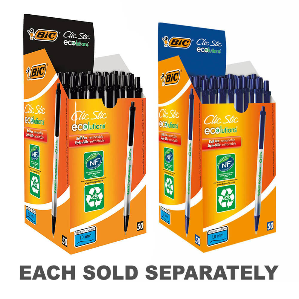 Bic Ecolutions Clic Ballpoint Pen 1.0mm (50pk)