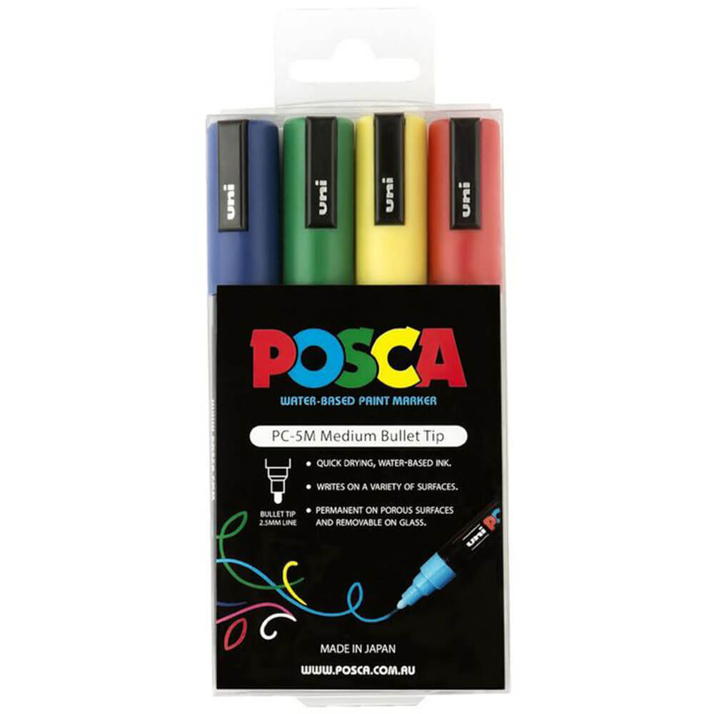 Marcatore di punta UNI Posca 2,5 mm assortito (4pk)