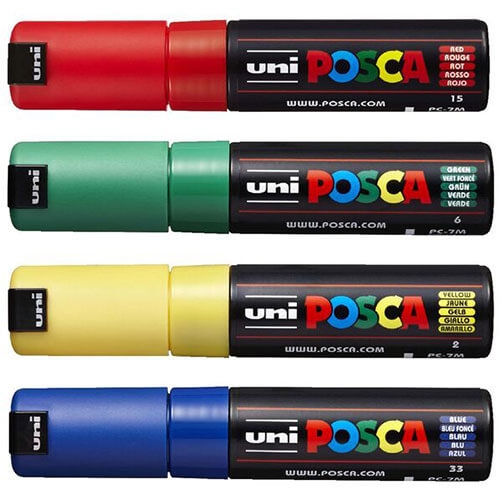 Uni Posca 8mm Tip Marker Assorted (4pk)