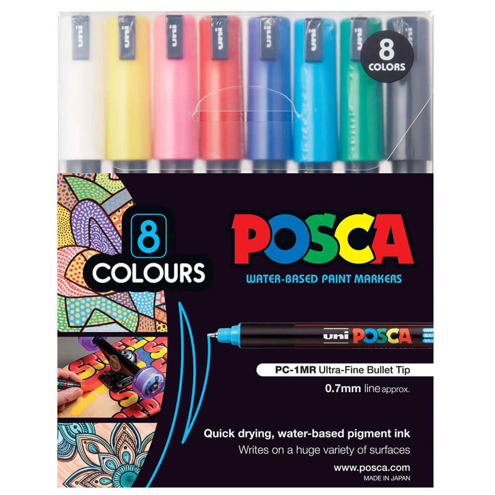 Uni posca marcador extra de tinta de ponta fina (8pk)