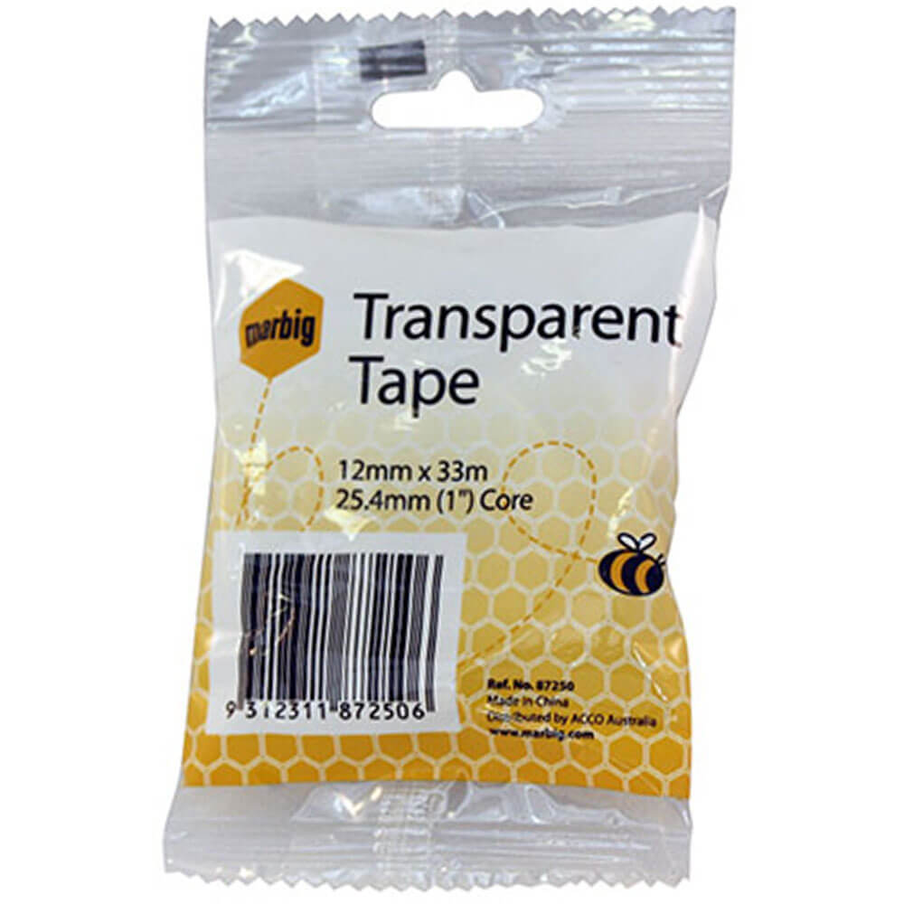 Marbig -tape 25,4 mm kern (transparant)