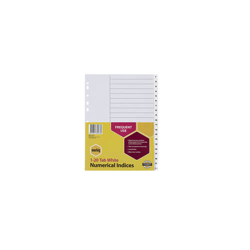 Marbig Numerical Indices & Dividers A4 (White)