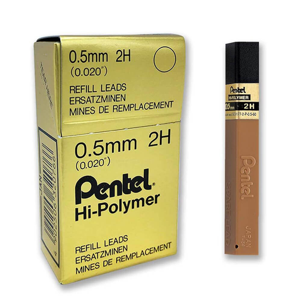 Recarga de plomo Pentel Hi-Polymer 0.5 mm (caja de 12)